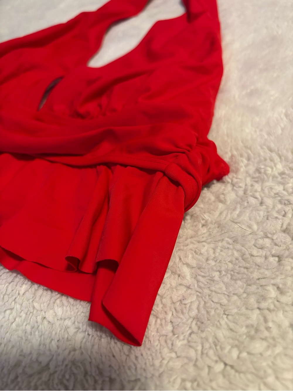 Red Ruffle Halter Bikini Top - Picture 5 of 6